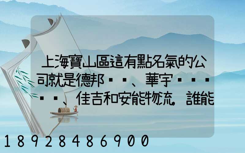 上海寶山區這有點名氣的公司就是德邦、華宇、佳吉和安能物流,誰能分析...